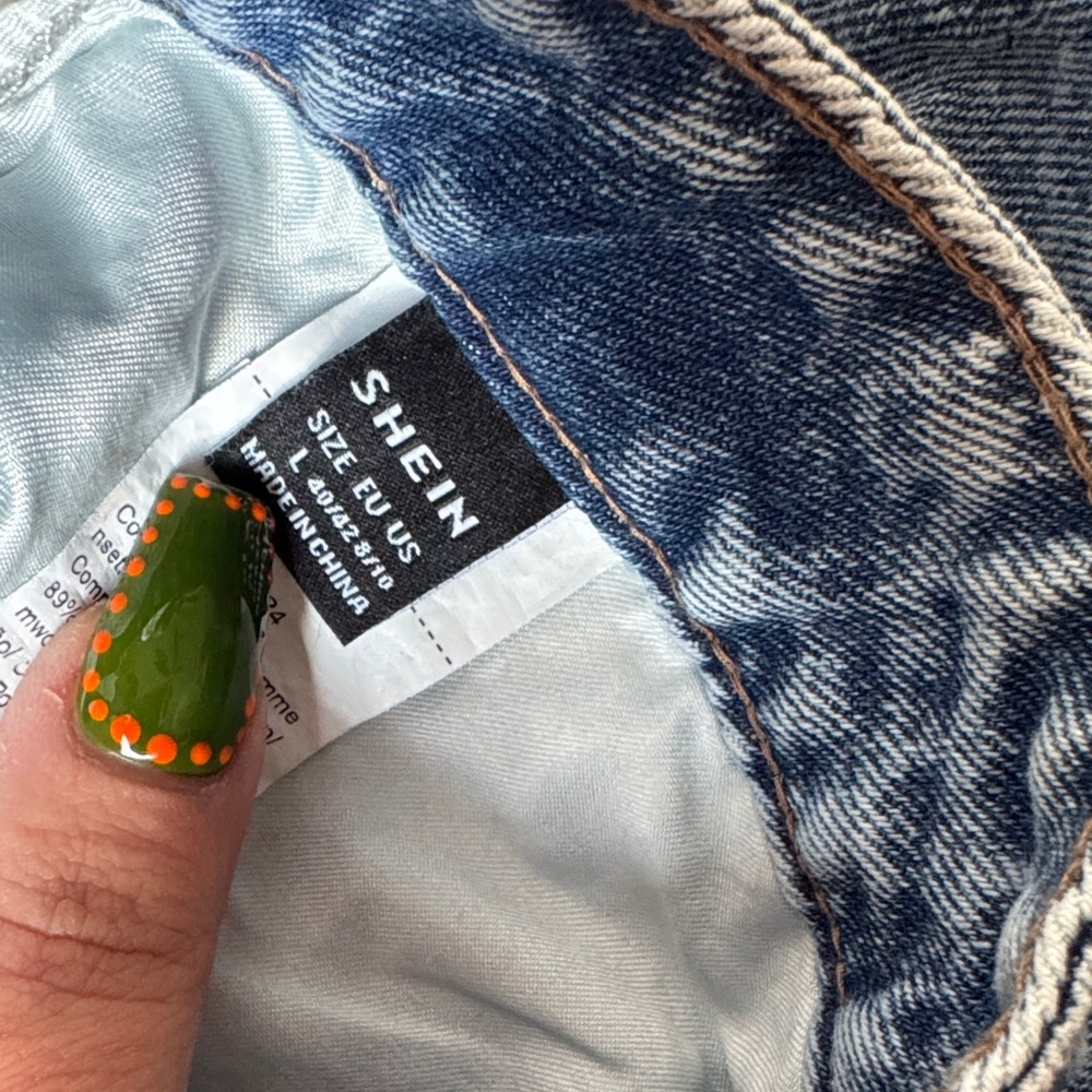 SHEIN Acid Wash Denim Midi Skirt in Light Blue with Front Slit - Picture 2 of 4